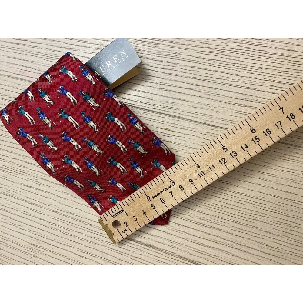 Polo Ralph Lauren Vintage Made In USA Silk Tie NWT Golfer Red